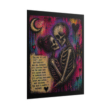 Load image into Gallery viewer, Rolled Poster — Gothic Skeleton Couple Love Art Print with Quote
