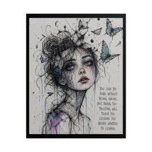Load image into Gallery viewer, Sad Girl Butterfly Art Poster with Quote — Inspirational Rolled Poster