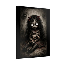 Load image into Gallery viewer, Creepy Girl with Bunny Rolled Poster — Dark Horror Wall Art
