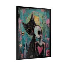 Load image into Gallery viewer, Rolled Poster — Goth Cat & Skeleton Heart Art Print (I Don’t Need a Reason to Love You)