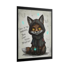 Load image into Gallery viewer, Cute Fox Poster — "Even in the Darkness, Your Light Shines Brightest" Rolled Art Print