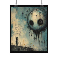 Load image into Gallery viewer, Rolled Poster — Creepy Whimsical Skull Art with Quote "You don't have to see the whole path, just take the next step"