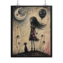 Load image into Gallery viewer, Rolled Poster — Gothic Girl Moon Balloon Art Print