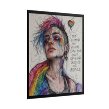 Load image into Gallery viewer, "Opinions Dressed As Advice" Pride Art | Fine Line Sketch Spiky Hair Poster