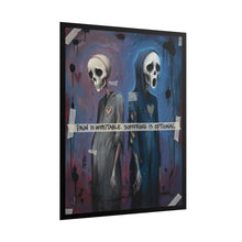 Load image into Gallery viewer, Gothic Skull Duo Poster — "Pain Is Inevitable, Suffering Is Optional" Rolled Art Print