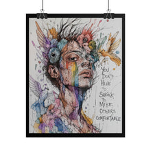 Load image into Gallery viewer, "Don't Shrink To Fit" Pride Art | Sketch Style Floral Rainbow Poster