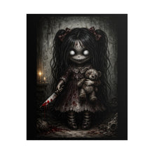 Load image into Gallery viewer, Creepy Doll Horror Poster - Bloody Knife Gothic Rolled Wall Art