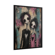 Load image into Gallery viewer, Pastel Goth Couple Art Print – Spooky Skeleton Lovers Rolled Poster