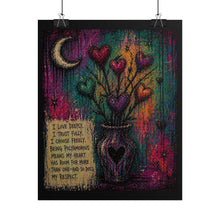 Load image into Gallery viewer, Rolled Poster — Colorful Heart Bouquet Art Print with Polyamory Love Quote