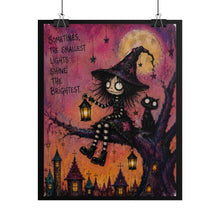 Load image into Gallery viewer, "Sometimes The Smallest Lights Shine The Brightest" Witch Wall Art | Halloween Tree Print