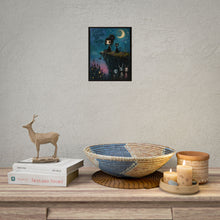 Load image into Gallery viewer, Gothic Girl & Cat Poster – "Collect Moments Not Things" Rolled Art Print