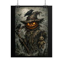 Load image into Gallery viewer, Halloween Pumpkin Scarecrow Poster — Spooky Jack-O'-Lantern Wall Art (Rolled Poster)