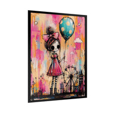 Load image into Gallery viewer, Whimsical Girl with Balloon Rolled Poster - Colorful Fairground Art Print