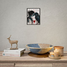 Load image into Gallery viewer, Rolled Poster — Gothic Romantic Art Print: Woman & Raven with Dripping Heart