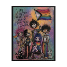 Load image into Gallery viewer, Alt Fashion Pride Poster, Pastel Goth Group Rainbow Artwork, Inspirational Queer Subculture Wall Art