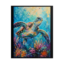 Load image into Gallery viewer, Vibrant Sea Turtle Coral Reef Poster - Abstract Ocean Coastal Wall Decor