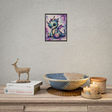 Load image into Gallery viewer, Whimsical Stitched Baby Dragon Poster - Cute Patchwork Fantasy Wall Decor