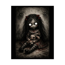 Load image into Gallery viewer, Creepy Girl with Bunny Rolled Poster — Dark Horror Wall Art