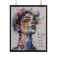 Load image into Gallery viewer, "Don't Have To Hide" Pride Art | Fine Line Sketch Upward Gaze Poster
