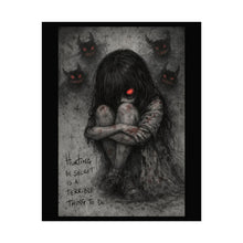 Load image into Gallery viewer, Rolled Poster — Dark Horror Art Print | "Hunting in Secret Is a Terrible Thing to Do"
