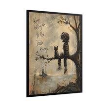 Load image into Gallery viewer, Rolled Poster — 'Keep Holding On to the Little Things' Vintage Boy & Cat Wall Art