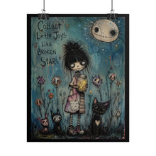 Load image into Gallery viewer, Collect Little Joys Like Broken Stars Rolled Poster — Cute Gothic Moonlit Wall Art