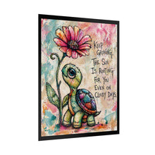 Load image into Gallery viewer, Rolled Poster — Cute Turtle Art Print with "Keep Growing" Inspirational Quote