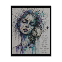Load image into Gallery viewer, Surreal Woman & Clock Art Poster — “I’m Not Giving Up…” Inspirational Rolled Print