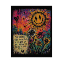 Load image into Gallery viewer, Rolled Poster – 'Stay Positive' Smiley Sun Floral Motivational Wall Art