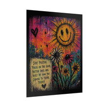 Load image into Gallery viewer, Rolled Poster – 'Stay Positive' Smiley Sun Floral Motivational Wall Art