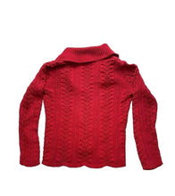 Load image into Gallery viewer, J Jill Sweater Womens Medium Red Cable Knit Shawl Collar Cardigan Outerwear Lady