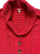 Load image into Gallery viewer, J Jill Sweater Womens Medium Red Cable Knit Shawl Collar Cardigan Outerwear Lady