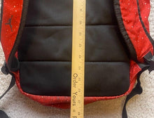 Load image into Gallery viewer, Air Jordan Backpack Red Large Jump Man Paint Splatter 5 Pocket School Gym