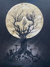 Load image into Gallery viewer, Halloween Shirt Adult Extra Large Black Full Moon Cemetery Grunge Horror Mens
