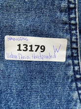 Load image into Gallery viewer, Vintage Denim Jacket Womens 3X Blue Jean Hand Painted Shoulder Pads Flower Lady