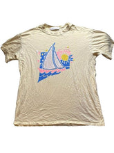 Load image into Gallery viewer, Stampede Shirt Womens Large Yellow Sailboat Sailing Artsy Boat Pullover Ladies