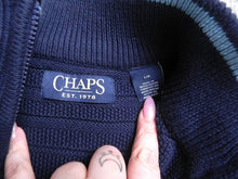 Load image into Gallery viewer, CHAPS Sweater Adult Large Navy Blue Mock Neck 1/4 Zip Cable Knit Outerwear Mens