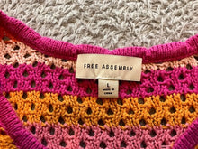 Load image into Gallery viewer, Free Assembly Sweater Womens Large Pink Orange Striped Crochet Knit Sleeveless