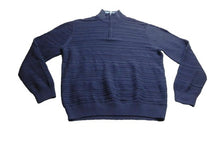 Load image into Gallery viewer, CHAPS Sweater Adult Large Navy Blue Mock Neck 1/4 Zip Cable Knit Outerwear Mens