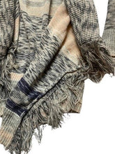 Load image into Gallery viewer, Knox Rose Sweater Womens Medium Peach Gray Oversized Waterfall Fringe Cardigan