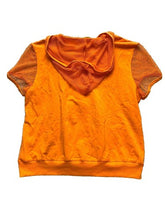 Load image into Gallery viewer, Panda Land Shirt Womens 4 Orange 1/2 Zip Hooded Fishnet Sequins Beaded Calida