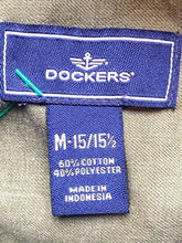 Load image into Gallery viewer, Dockers Shirt Adult Medium 15-15.5 Army Green Button Up Casual Collared Mens
