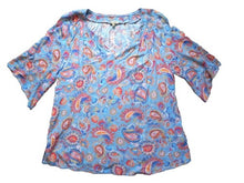 Load image into Gallery viewer, Democracy Shirt Womens Medium V-Neck Flowy Paisley Blouse Casual Ladies