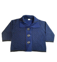 Load image into Gallery viewer, Sioni Studio Sweater Womens 2X Blue Black Button Front Cardigan Wool Blend