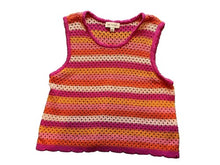 Load image into Gallery viewer, Free Assembly Sweater Womens Large Pink Orange Striped Crochet Knit Sleeveless