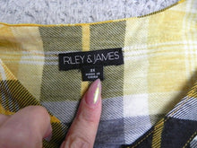 Load image into Gallery viewer, Riley & James Shirt Womens 3X Yellow Black Button Up Tie Blouse Plus Ladies
