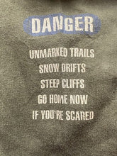 Load image into Gallery viewer, Snowshoe Shirt Adult Large Army Green Shay's Revenge Danger Snow Drifts Mens