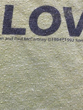 Load image into Gallery viewer, VTG Can't by Me Love Shirt Womens Medium Green Cropped 90s Lennon McCartney Lady