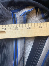 Load image into Gallery viewer, Perry Ellis Shirt Adult Extra Large Black Blue Striped Collared Casual Mens