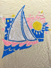 Load image into Gallery viewer, Stampede Shirt Womens Large Yellow Sailboat Sailing Artsy Boat Pullover Ladies